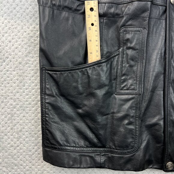 VTG Wilsons Leather Mens Field Jacket 90s Cargo Parka Black Thinsulate Med Biker - Picture 6 of 16